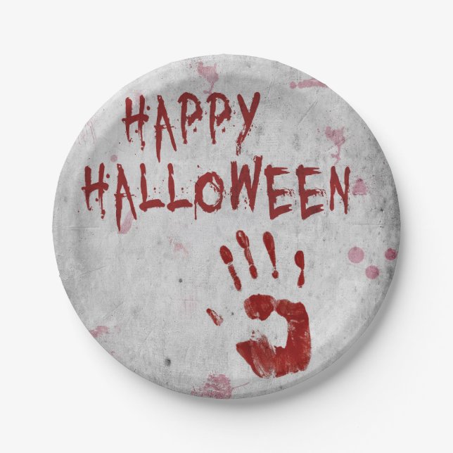 Bloody Handprint Halloween Pappteller (Vorderseite)