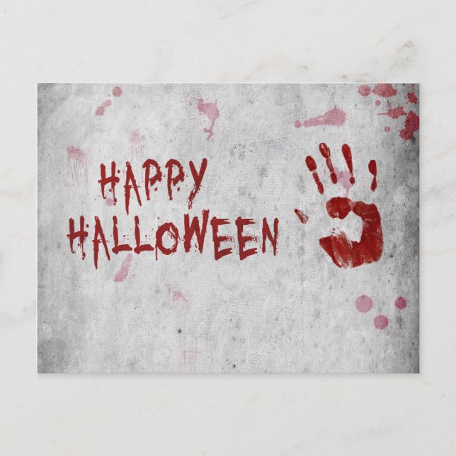 Bloody Handprint Halloween Postkarte (Vorderseite)