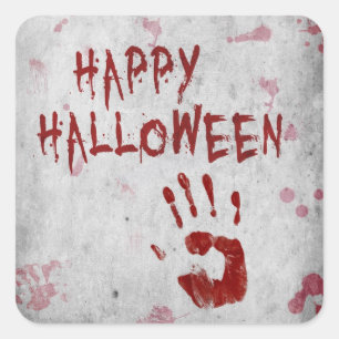 Bloody Handprint Halloween Quadratischer Aufkleber