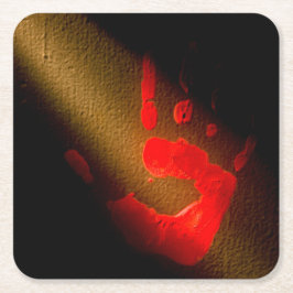Bloody Handprint Rechteckiger Pappuntersetzer