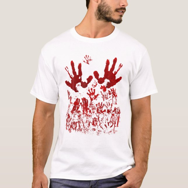 Bloody Handprint Red Blood Spritzer Zombie Outbre T-Shirt (Vorderseite)