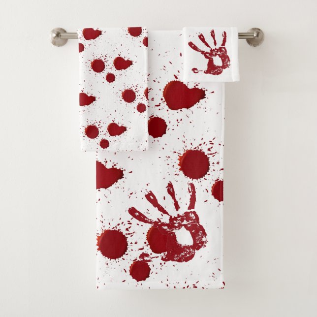 Bloody-Handprints und Blood-Spritzer Badhandtuch Set (Insitu)