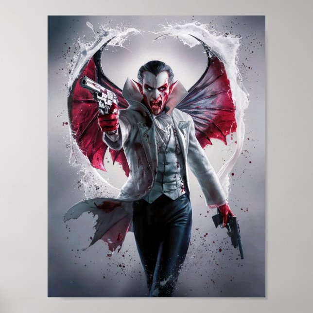 Bloody handsome Vampire Mafia mit Guns Poster Art (Vorne)