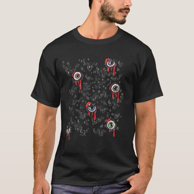 Bloody Human Eye Balls Creepy Funny Halloween T Sh T-Shirt (Vorderseite)