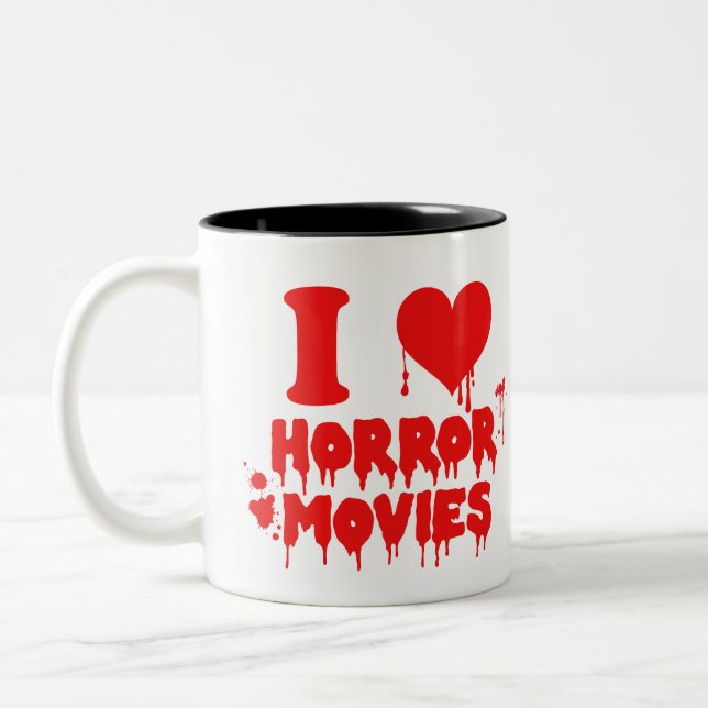 Bloody I Liebe Heart Horror Movies Zweifarbige Tasse (Links)
