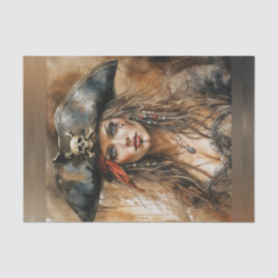 Bloody Lady Pirate Captain Decoupage Paper Seidenpapier
