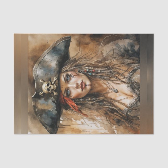 Bloody Lady Pirate Captain Decoupage Paper Seidenpapier (Vorderseite)