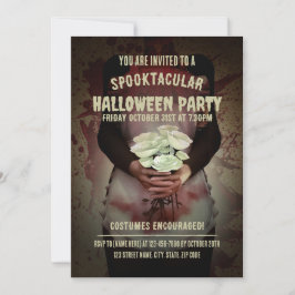 Bloody maid costume. Halloween party Einladung