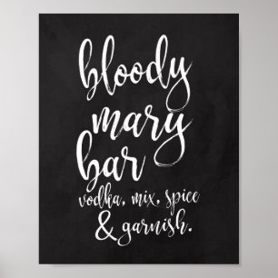 Bloody Mary Bar Chalkboard 8x10 Wedding Sign Poster