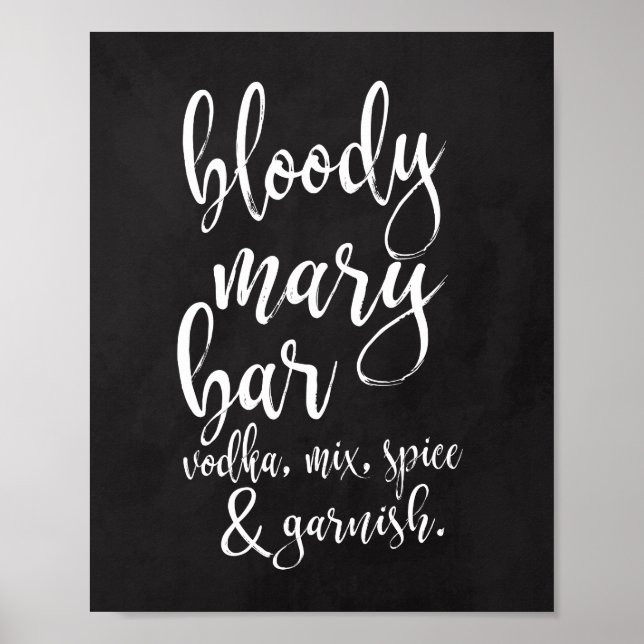 Bloody Mary Bar Chalkboard 8x10 Wedding Sign Poster (Vorne)