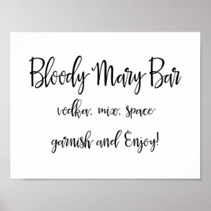 Bloody Mary Bar Sign Einfache Kalligrafie Poster