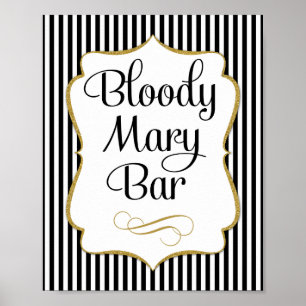 Bloody Mary Bar signieren Schwarzes Gold Poster
