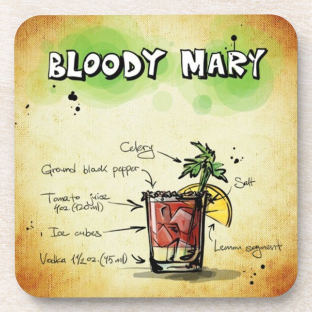 Bloody Mary Barkeeper Drink Rezept Getränkeuntersetzer (Vorderseite)