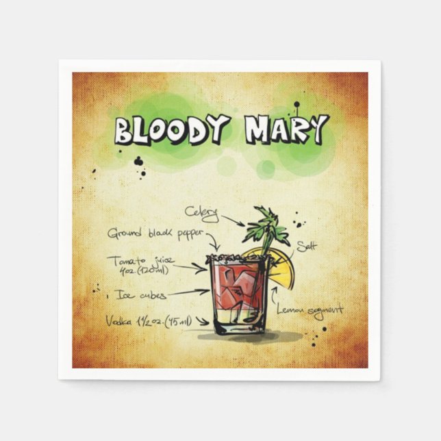 Bloody Mary Barkeeper Drink Rezept Serviette (Vorderseite)