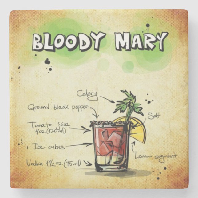 Bloody Mary Barkeeper Drink Rezept Steinuntersetzer (Vorderseite)