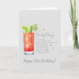 Bloody Mary Cocktail 21. Happy Birthday Card Karte