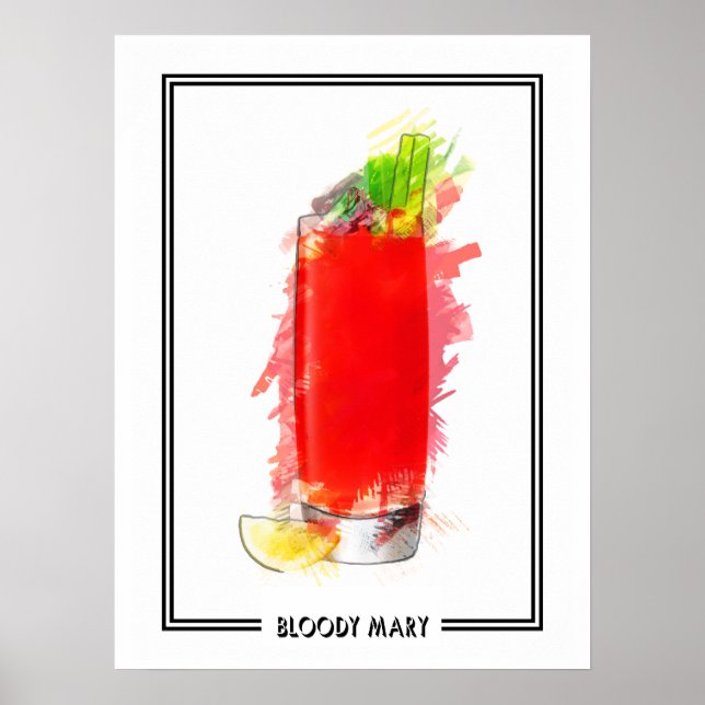 Bloody Mary Cocktail Marker Sketch Poster (Vorne)