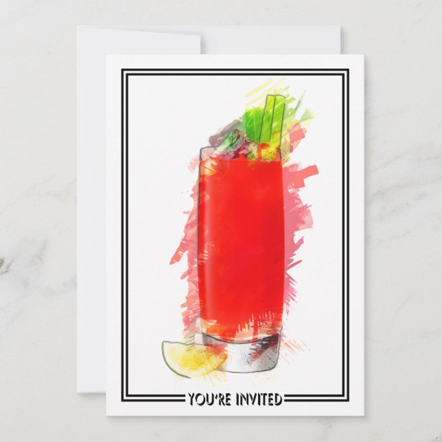 Bloody Mary Cocktail Marker Sketch Sie sind eingel Einladung (Vorderseite)