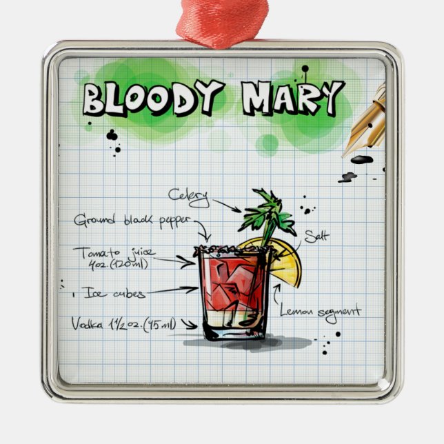 Bloody Mary Cocktail Ornament Aus Metall (Vorne)