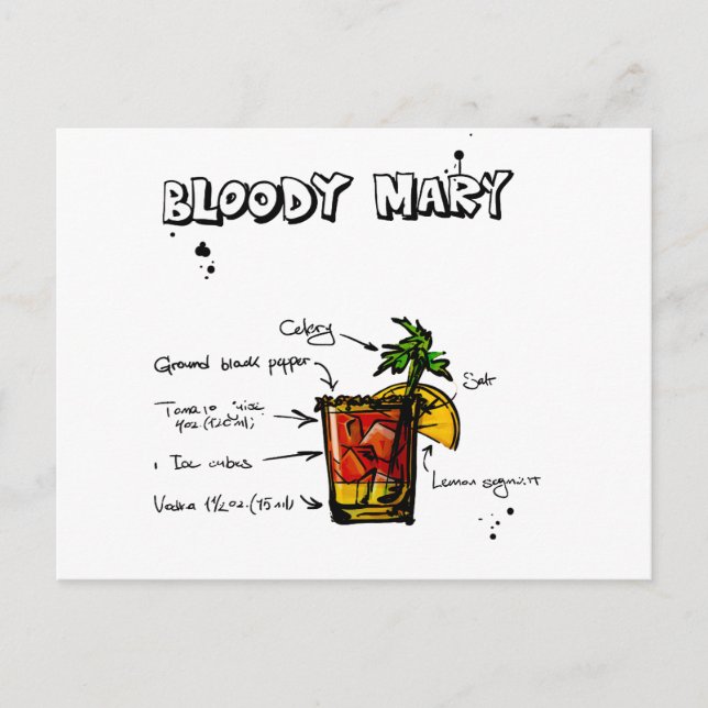 Bloody Mary Cocktail Rezept Postkarte (Vorderseite)