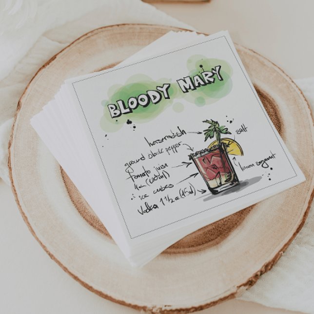 Bloody Mary Drink Rezept Cocktail Napkin Serviette (Von Creator hochgeladen)