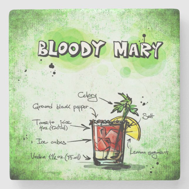 Bloody Mary Drink Rezept Steinuntersetzer (Vorderseite)