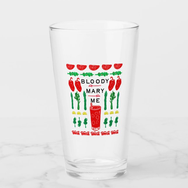 Bloody Mary Glass - Blockdruckdesign Glas (Vorderseite)