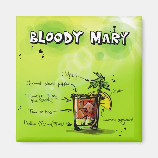 Bloody Mary Reecipe - Cocktail-Geschenk Magnet (Vorne)