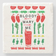 Bloody Mary Stone Drinks Coasters - Linocut