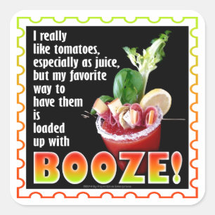BLOODY MARY, voll mit Alkohol! Quadratischer Aufkleber
