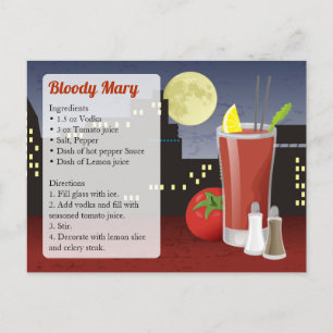 Bloody- Maryrezept-Karte Postkarte
