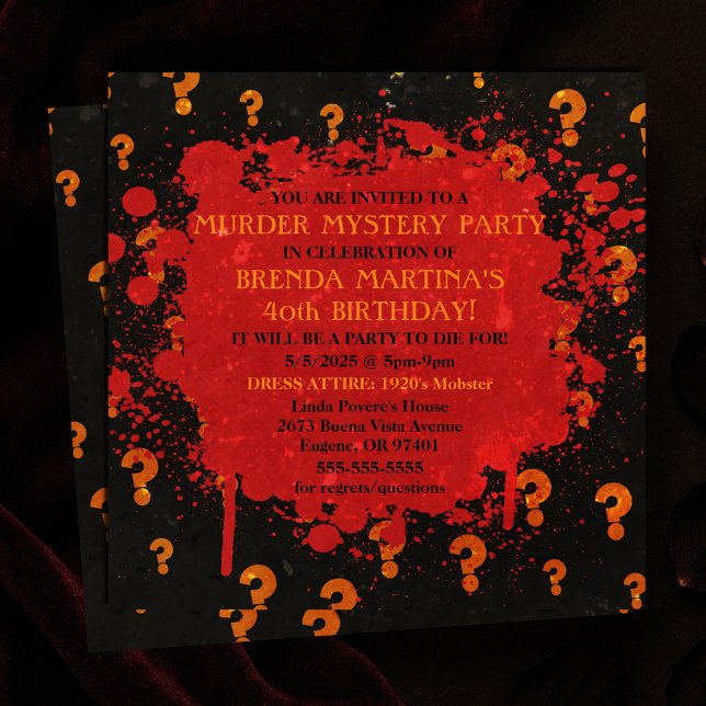 Bloody Murder Mystery Party Einladung (Bloody Murder Mystery Party Invitation
)