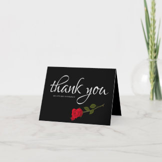 Bloody Rose Elegantes Black Gothic Wedding Foto Dankeskarte