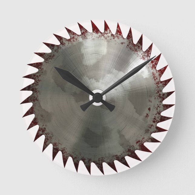 Bloody Saw Blade Runde Wanduhr (Vorderseite)