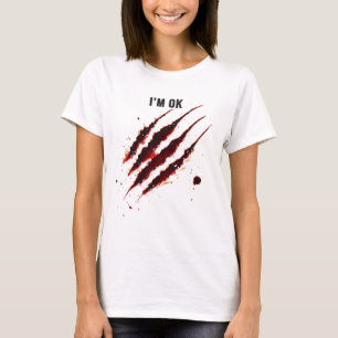 Bloody Shirt Ich bin Ok Blood Spritzer Ripped Funn