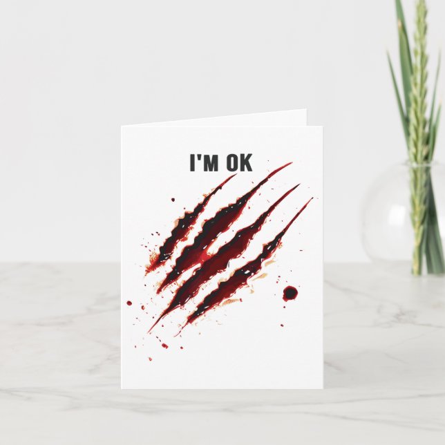 Bloody Shirt Ich bin Ok Blood Spritzer Ripped Funn Karte (Vorderseite)
