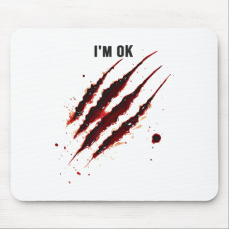 Bloody Shirt Ich bin Ok Blood Spritzer Ripped Funn Mousepad