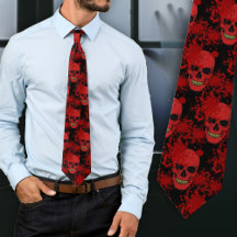 Bloody Skulls Pattern Red in Black Halloween