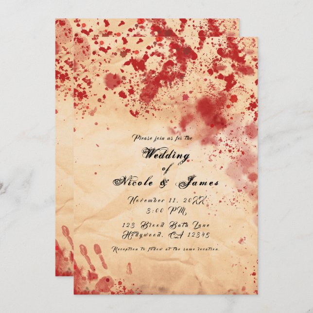 Bloody Vintag Paper Halloween Gothic Wedding Einladung (Vorne/Hinten)