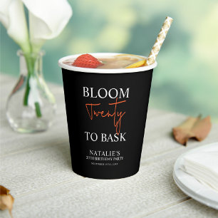 Bloom 20 zu bitten I Black Adult Birthday Party Pappbecher