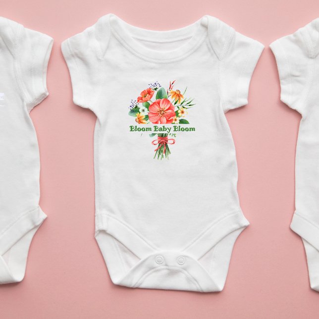 "Bloom Baby Bloom" Aquarellfarben Blumenkarosserie Strampler (Von Creator hochgeladen)