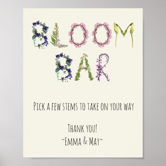 Bloom Bar - Anpassbare Anweisungen und Name Poster (Vorne)
