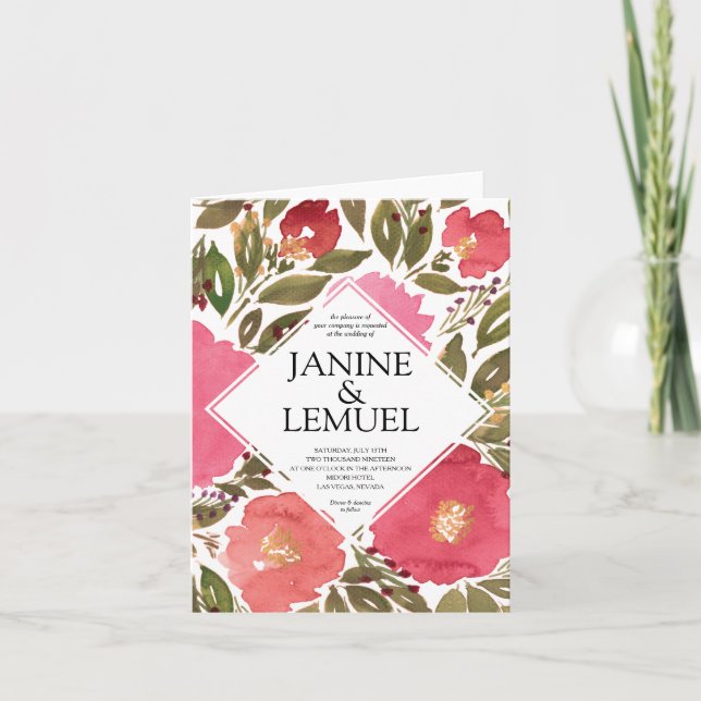 Bloom Blume Hochzeitseinladung Einladung (Vorderseite)