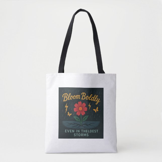 Bloom Bolly" Inspiration Blume Tote Bag (Vorderseite)