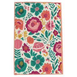 Bloom & Bright: Folk-Art Floral Garden Pattern Mittlere Geschenktüte