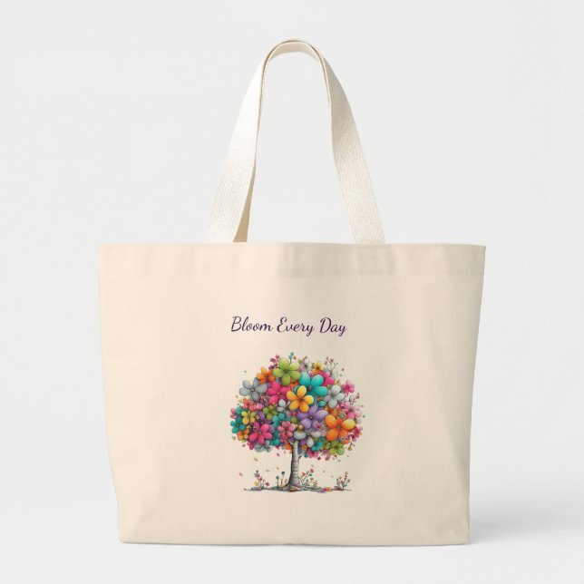 Bloom Every Day Floral Tree  Jumbo Stoffbeutel (Vorne)
