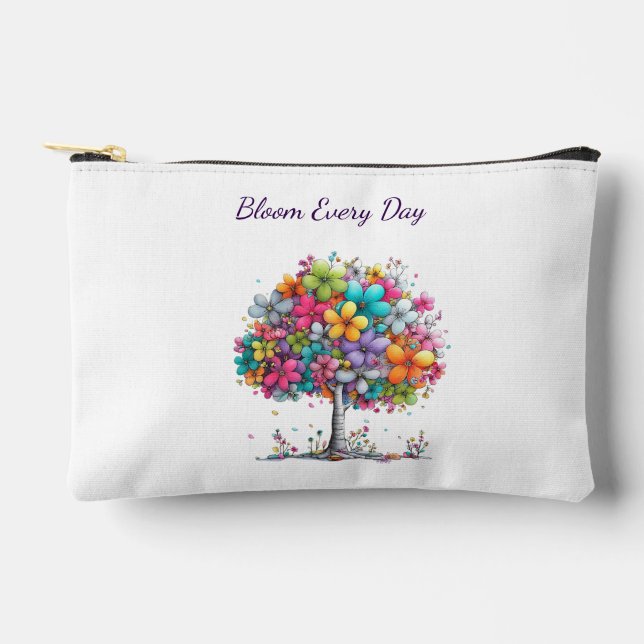 Bloom Every Day Floral Tree  Zubehörtasche (Vorderseite)