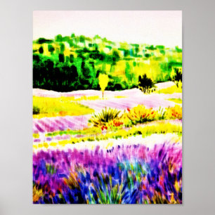 Bloom Floral Lavendel Wasserfarben Kunst Poster