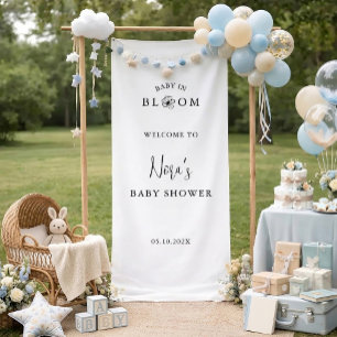 Bloom Floral Minimalist Schrift Baby Shower Willko Banner