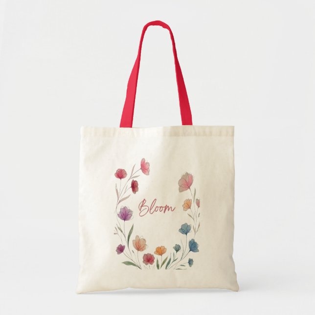 Bloom Floral Soft Pastel Botanical Aesthetic Tragetasche (Vorne)